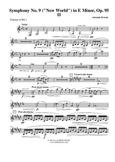 Teil II (Largo): Klarinette in B 1 (transponierte Stimme) by Antonín Dvořák