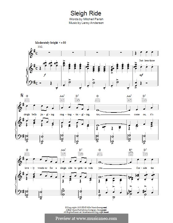 Vocal version: Für Stimme und Klavier (oder Gitarre) by Leroy Anderson