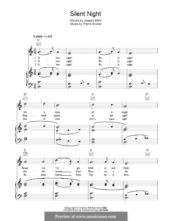 Vocal version: Für Stimme und Klavier (oder Gitarre) by Franz Xaver Gruber