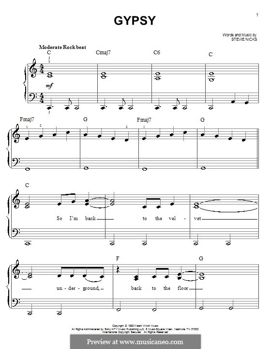 Gypsy (Fleetwood Mac): Für Klavier by Stevie Nicks