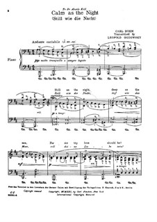 Lieder, Op.326: Nr.27 Still wie die Nacht, für Klavier by Carl Böhm