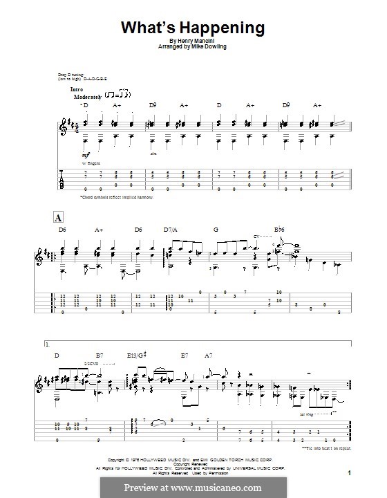 What's Happening: Für Gitarre mit Tabulatur by Henry Mancini