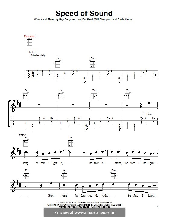 Speed of Sound (Coldplay): Für Ukulele by Chris Martin, Guy Berryman, Jonny Buckland, Will Champion