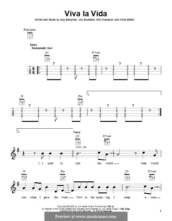 Instrumental version: Für Ukulele by Chris Martin, Guy Berryman, Jonny Buckland, Will Champion