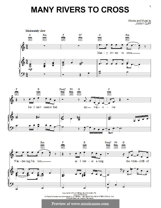 Many Rivers to Cross (UB40): Für Stimme und Klavier (oder Gitarre) by Jimmy Cliff