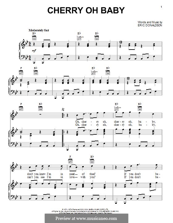 Cherry Oh Baby (The Rolling Stones): Für Stimme und Klavier (oder Gitarre) by Eric Donaldson