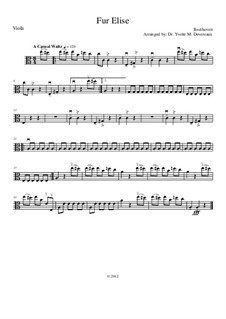 Für Elise, WoO 59: Für Streichorchester (elementary to middle school age youth) – viola part by Ludwig van Beethoven