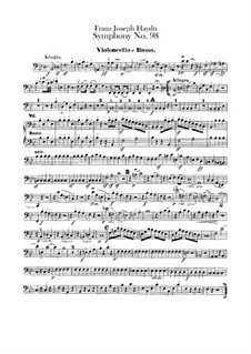 Sinfonie Nr.98 in B-Dur, Hob.I/98: Cello- und Kontrabassstimmen by Joseph Haydn