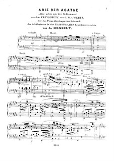 Akt II, Nr.8 Leise, leise, fromme Weise (Wie nahte mir der Schlummer): Klavierauszug by Carl Maria von Weber