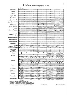 Vollständige Suite: Teil I – Partitur by Gustav Holst