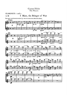 Vollständige Suite: Klarinettenstimmen by Gustav Holst