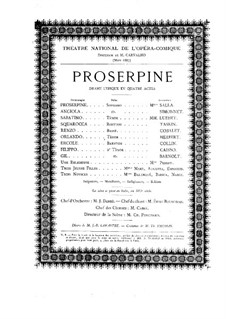 Proserpine: Klavierauszug mit Singstimmen by Camille Saint-Saëns