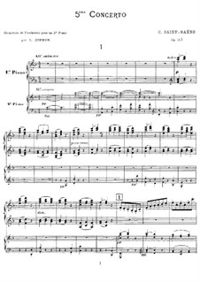 Konzert für Klavier und Orchester Nr.5 in F-Dur 'L'Égyptien', Op.103: Version für zwei Klaviere, vierhändig by Camille Saint-Saëns