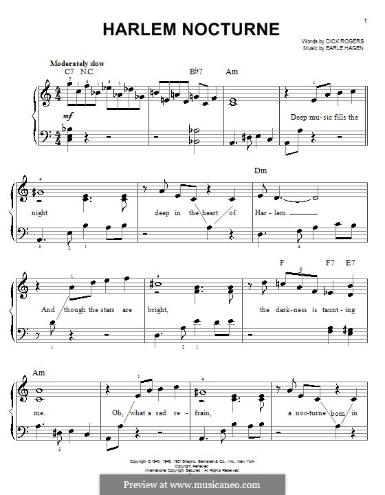 Harlem Nocturne (Duke Ellington): Für Klavier by Earle Hagen