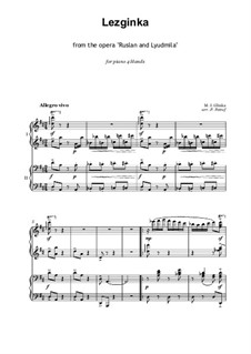 Fragmente: Act IV. No.20 Lezginka, for piano four hands by Michail Glinka