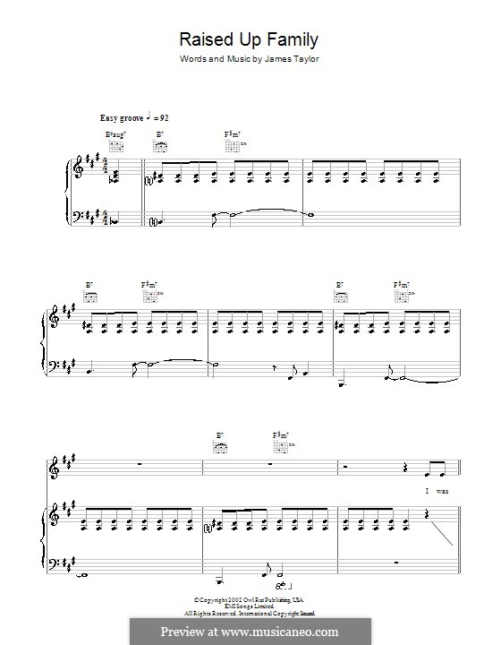 Raised Up Family: Für Stimme und Klavier (oder Gitarre) by James Taylor