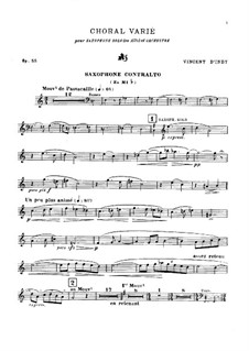Choral varié for Saxophone and Orchestra, Op.55: Version for saxophone and piano by Vincent d' Indy