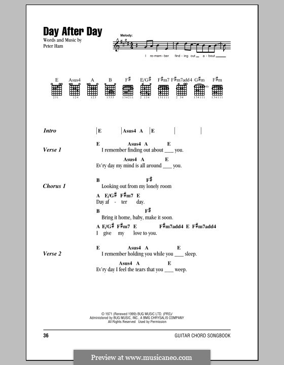 Day After Day (Badfinger): Text und Akkorde by Peter Ham