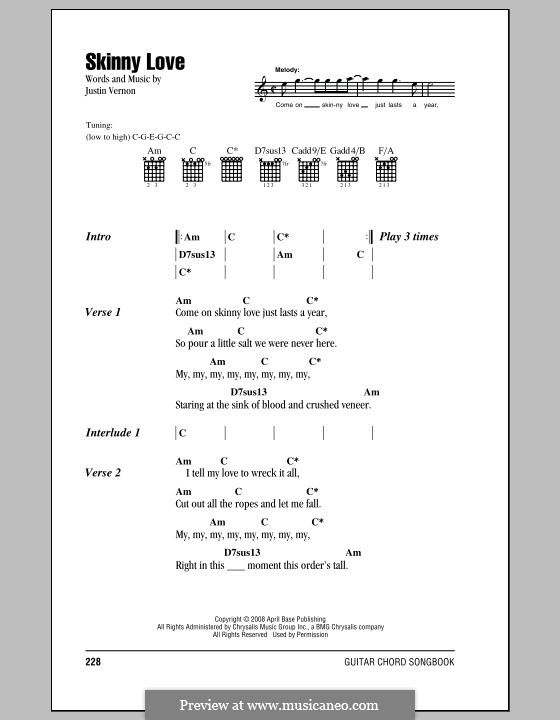 Skinny Love (Bon Iver): Text und Akkorde by Justin Vernon