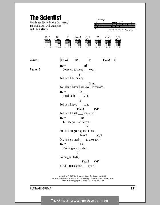 The Scientist (Coldplay): Text und Akkorde by Chris Martin, Guy Berryman, Jonny Buckland, Will Champion