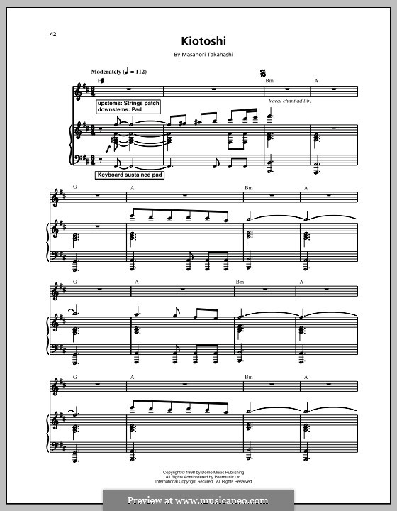 Kiotoshi (Kitaro): Für Stimme und Klavier (oder Gitarre) by Masanori Takahashi
