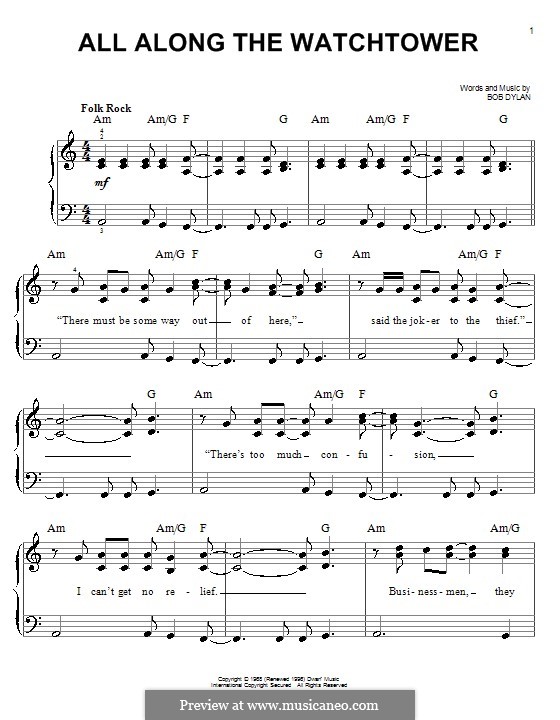 All Along the Watchtower: Für Klavier by Bob Dylan