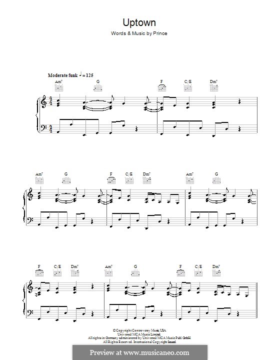 Uptown: Für Stimme und Klavier (oder Gitarre) by Prince