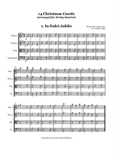 14 Christmas Carols: Für Streichquartett by Georg Friedrich Händel, Felix Mendelssohn-Bartholdy, folklore, Franz Xaver Gruber, John Francis Wade, William (James) Kirkpatrick, John Reading, Richard Storrs Willis, Liang Chien Fong