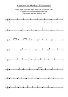 Exercises in Rhythm: Worksheet No.4 by Yvonne Johnson