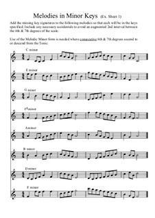 Exercises & Answer Sheet: Minor Melodies No.1 by Yvonne Johnson