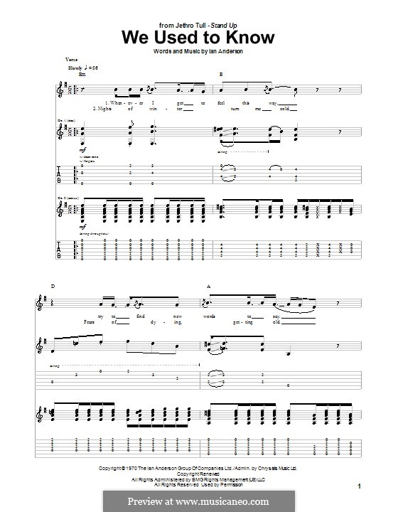 We Used to Know (Jethro Tull): Für Gitarre mit Tab by Ian Anderson
