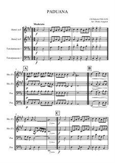 Paduana: Für zwei Hörner in F und zwei Posaunen in C by Johann Hermann Schein