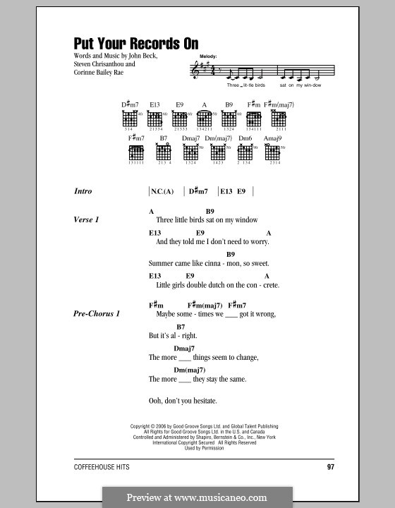 Put Your Records on (Corinne Bailey Rae): Text und Akkorde by John Beck, Steven Chrisanthou