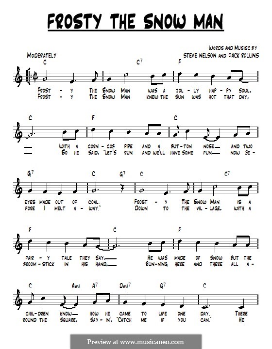 Frosty the Snow Man von J. Rollins, S. Nelson Noten auf MusicaNeo
