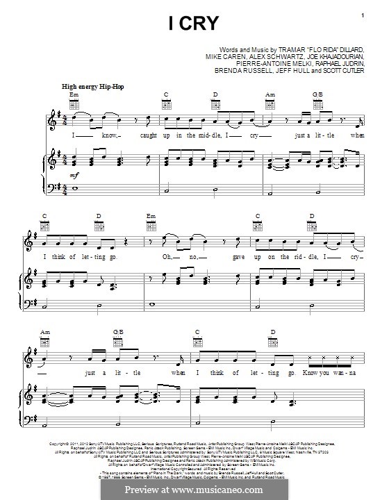 I Cry (Flo Rida): Für Stimme und Klavier (oder Gitarre) by Flo Rida