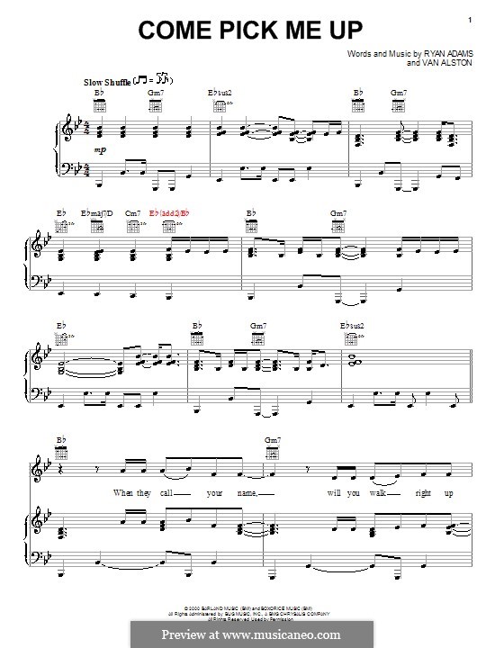 Come Pick Me Up: Für Stimme und Klavier (oder Gitarre) by Ryan Adams, Van Alston