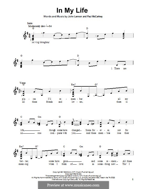 In My Life (The Beatles): Für Gitarre mit Tab by John Lennon, Paul McCartney