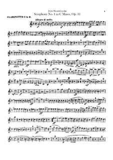 Sinfonie Nr.1 in c-Moll, Op.11: Klarinettenstimmen by Felix Mendelssohn-Bartholdy