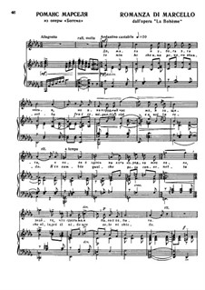 La bohème: Romanza de Marcello, for voice and piano by Ruggero Leoncavallo