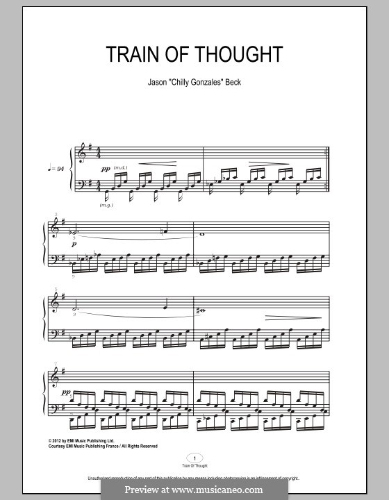 Train of Thought (Chilly Gonzales): Für Klavier by Jason Beck