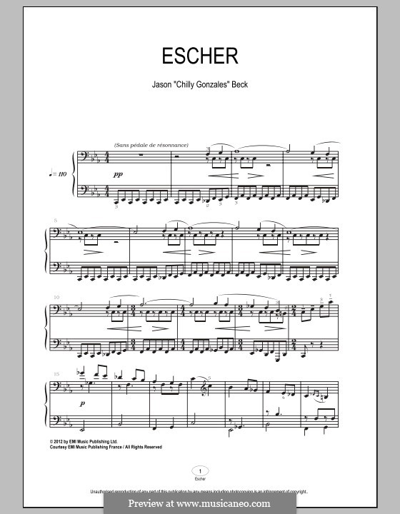Escher (Chilly Gonzales): Für Klavier by Jason Beck
