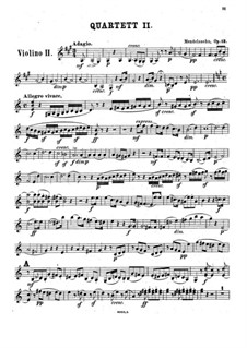 Streichquartett Nr.2 in A-Dur, Op.13: Violinstimme II by Felix Mendelssohn-Bartholdy