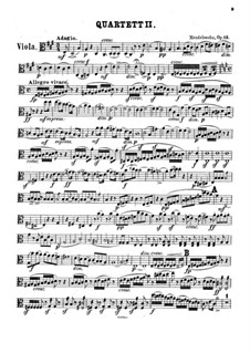 Streichquartett Nr.2 in A-Dur, Op.13: Bratschenstimme by Felix Mendelssohn-Bartholdy
