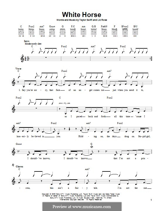 White Horse (Taylor Swift): Für Gitarre mit Tab by Liz Rose