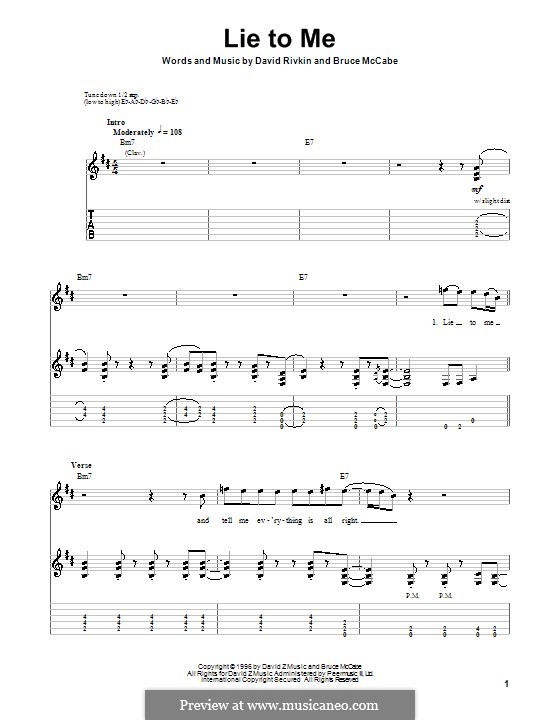 Lie to Me von D. Rivkin - Noten auf MusicaNeo