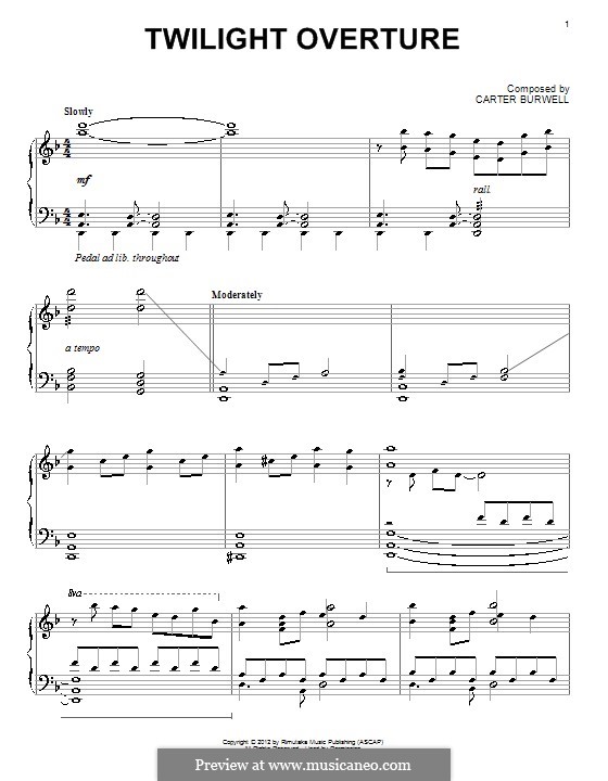 Twilight Overture (from The Twilight Saga: Breaking Dawn Part 2): Für Klavier by Carter Burwell