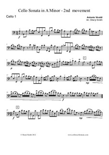 Sonata for Cello No.3 in A Minor, RV 43: Movement II – cello part only by Antonio Vivaldi