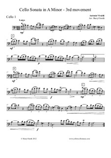 Sonata for Cello No.3 in A Minor, RV 43: Movement III – cello part only by Antonio Vivaldi