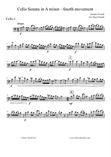 Sonata for Cello No.3 in A Minor, RV 43: Movement IV – cello part only by Antonio Vivaldi