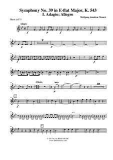 Sinfonie Nr.39 in Es-Dur, K.543: Movement I - Horn in F 1 (Transposed Part) by Wolfgang Amadeus Mozart